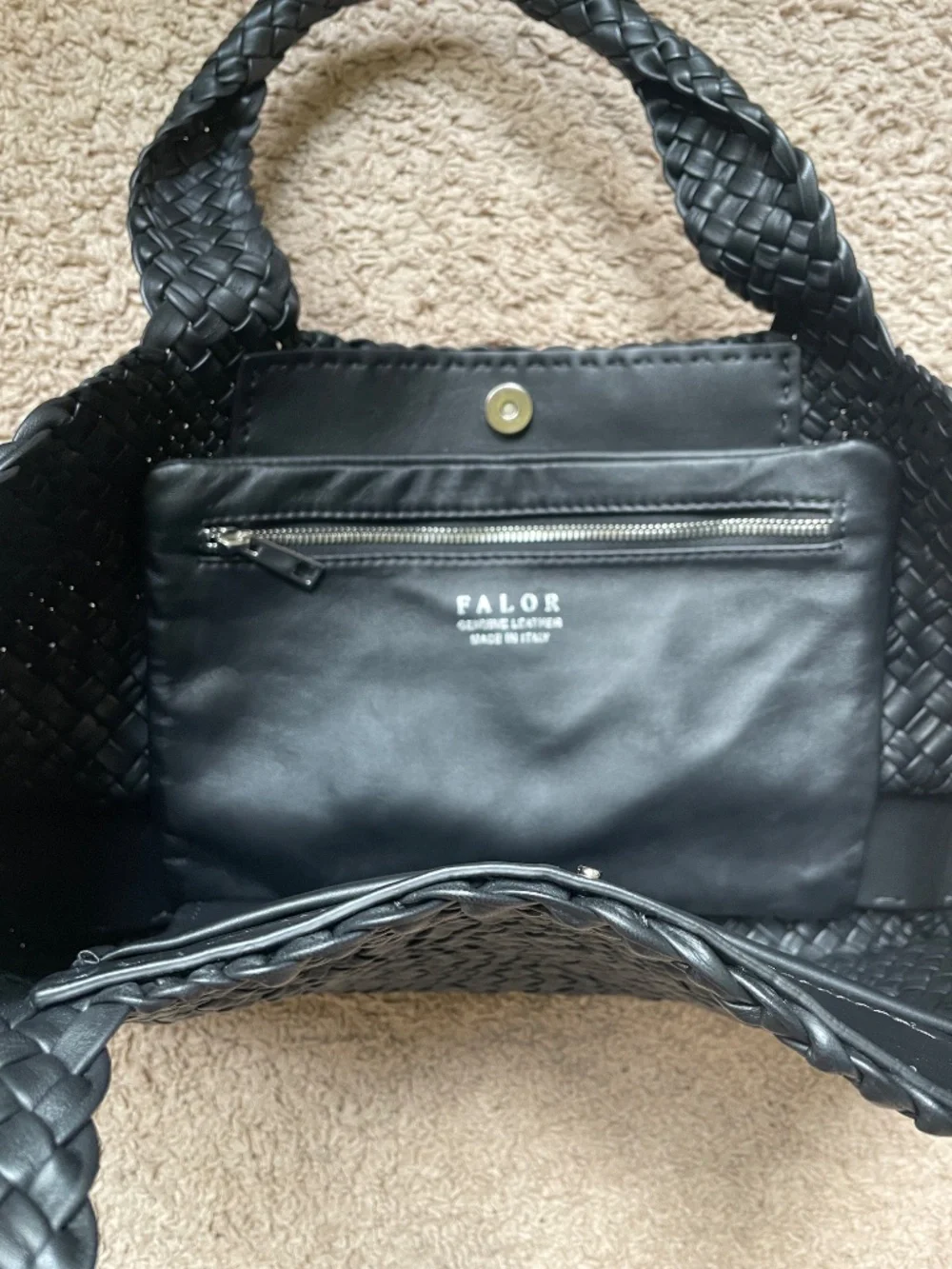 Falor Leather Woven Tote - NEW